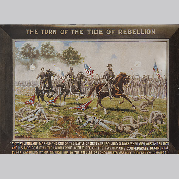painting of Gettysburg victory with soldiers on horseback